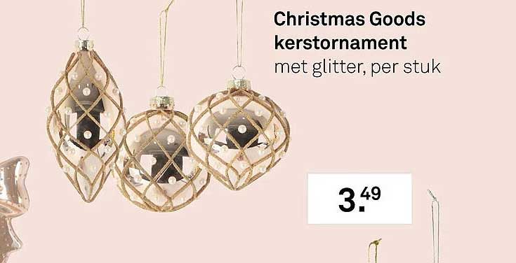 Christmas Goods kerstornament met glitter, per stuk