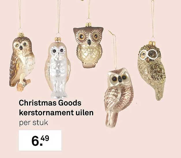 Christmas Goods kerstornament uilen per stuk