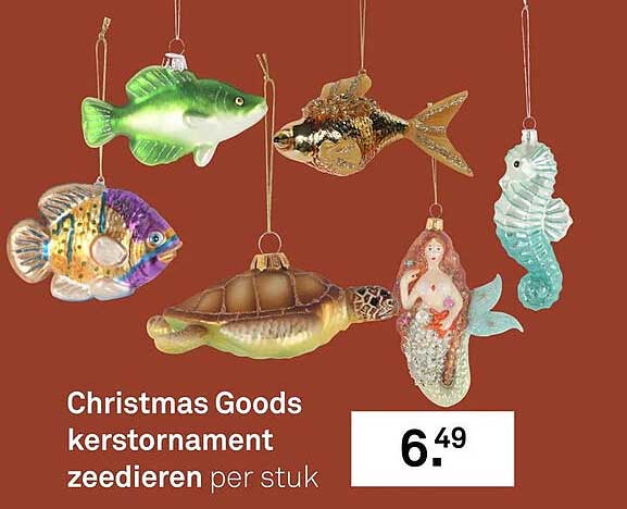 Christmas Goods kerstornament zeedieren per stuk