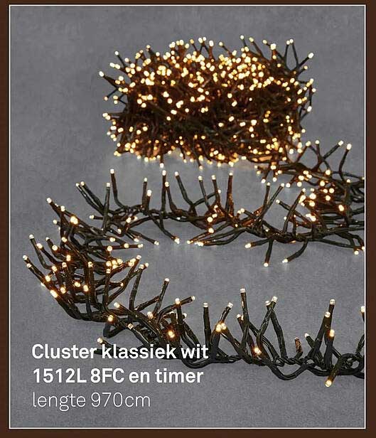 Cluster klassiek wit 1512L 8FC en timer lengte 970cm