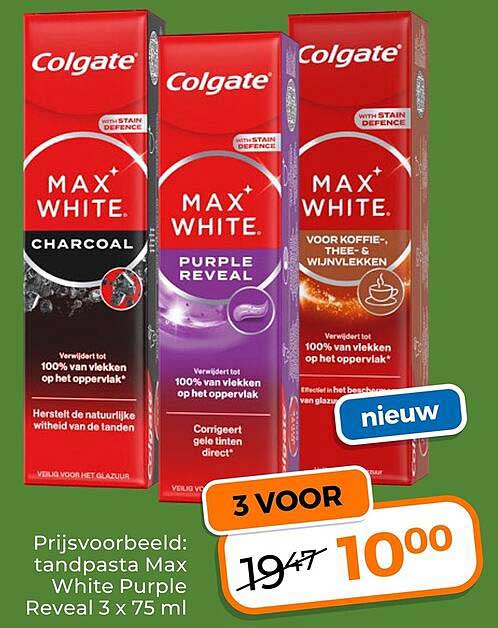 Colgate Max White Purple Reveal 3 x 75 ml 3 VOOR