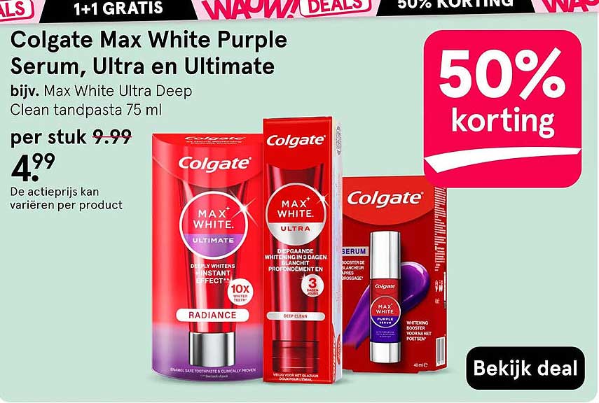 Colgate Max White Purple Serum, Ultra en Ultimate