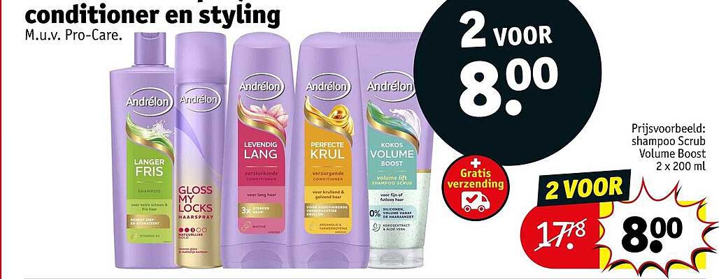 conditioner en styling M.u.v. Pro-Care. 2 voor 8.00