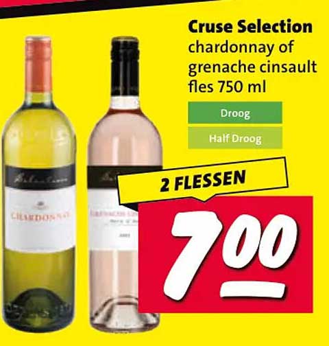 Cruse Selection chardonnay of grenache cinsault fles 750 ml 2 FLESSEN