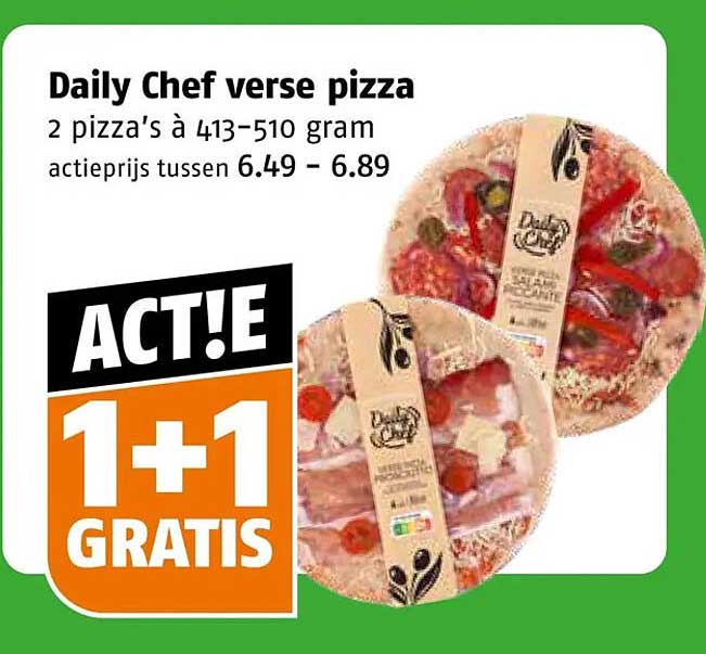 Daily Chef verse pizza 1+1 GRATIS
