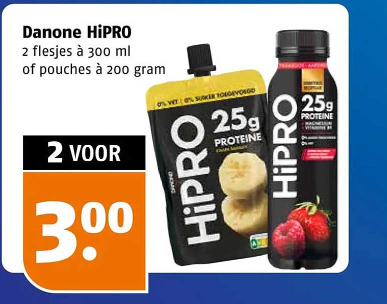 Danone HiPRO 2 flesjes à 300 ml of pouches à 200 gram 2 VOOR