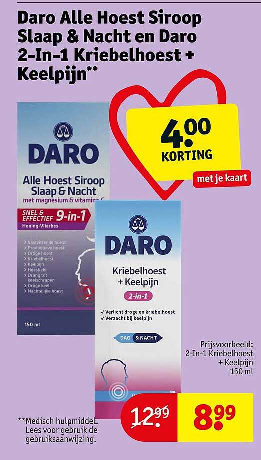 Daro Alle Hoest Siroop Slaap & Nacht en Daro 2-In-1 Kriebelhoest + Keelpijn**