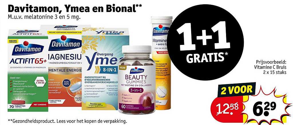 Davitamon, Ymea en Bional** 1+1 GRATIS*