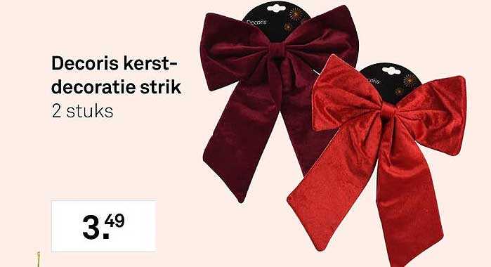 Decoris kerst-decoratie strik 2 stuks