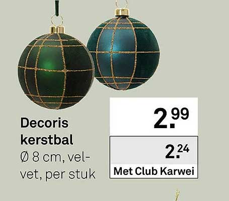 Decoris kerstbal Ø 8 cm, velt, per stuk