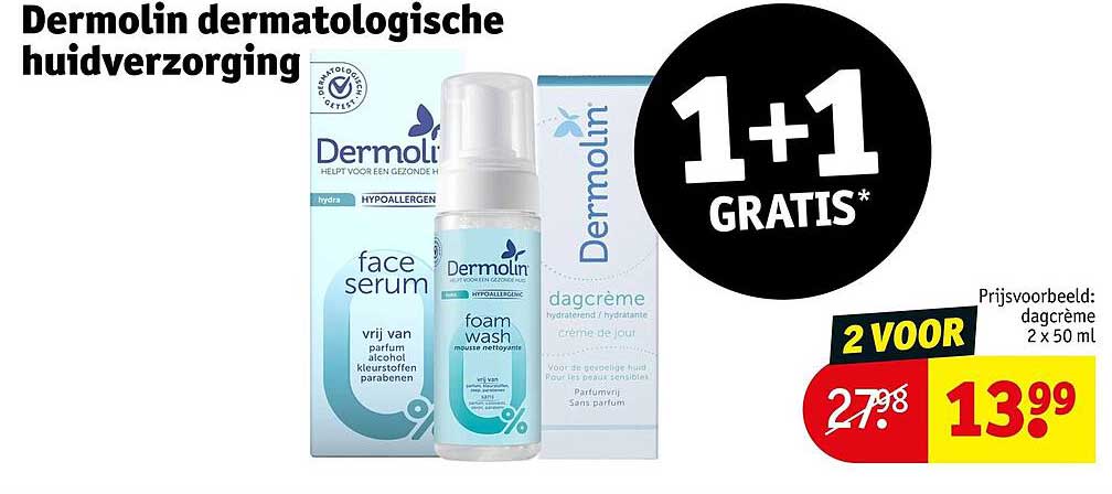 Dermolin dermatologische huidverzorging 1+1 GRATIS*