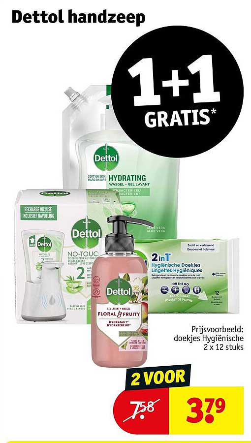 Dettol handzeep 1+1 GRATIS