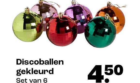 Discoballen gekleurd Set van 6