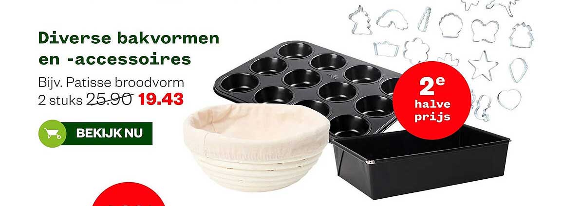 Diverse bakvormen en -accessoires 2e halve prijs