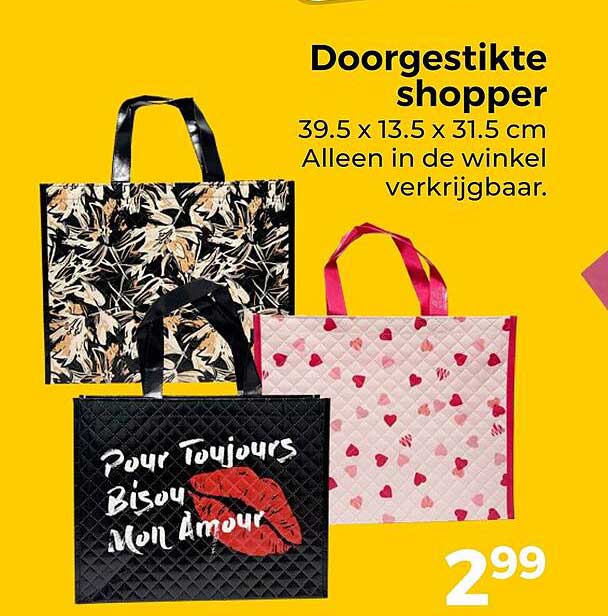 Doorgestikte shopper