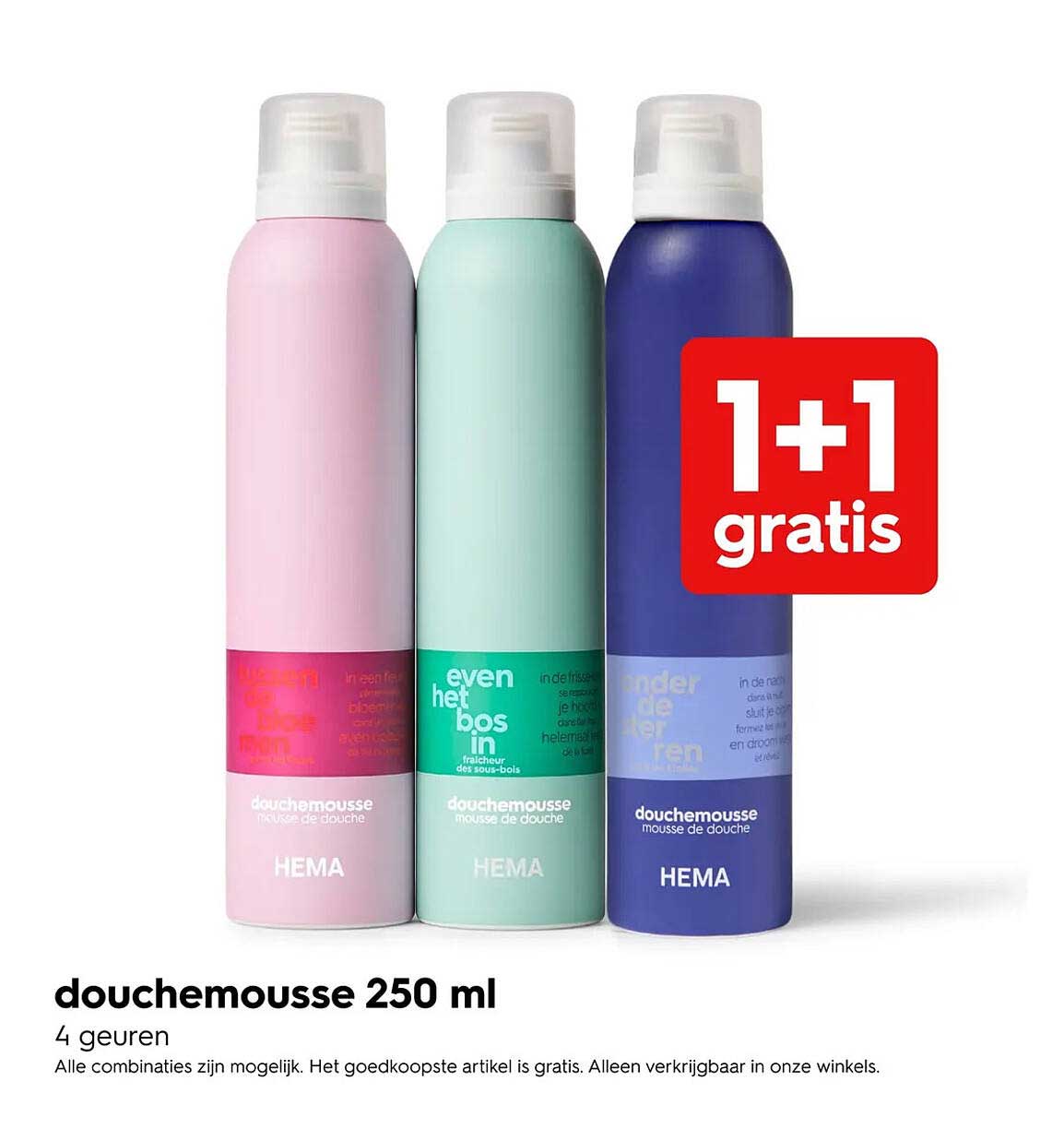 douchemousse 250 ml 1+1 gratis