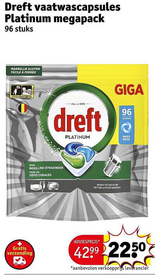 Dreft vaatwascapsules Platinum megapack 96 stuks