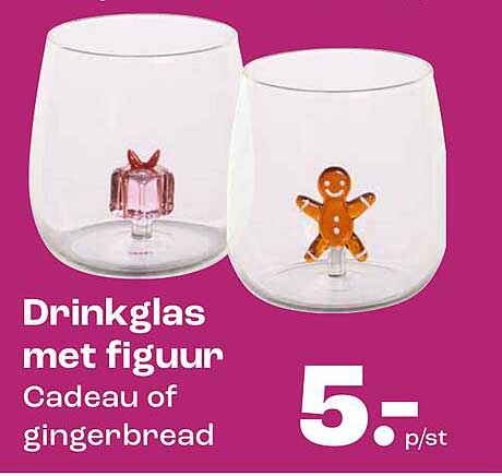 Drinkglas met figuur Cadeau of gingerbread