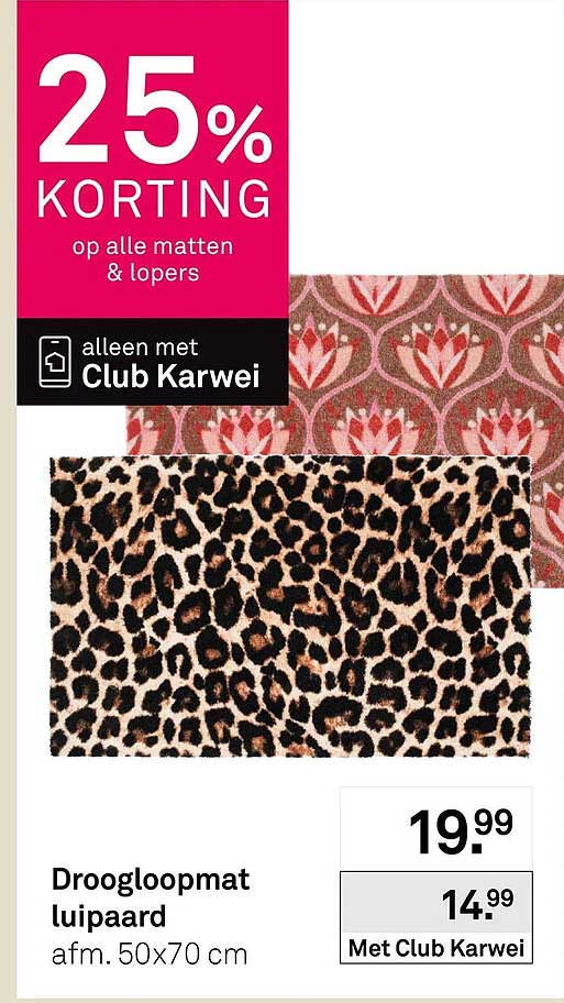 Droogloopmat luipaard 25% korting op alle matten & lopers alleen met Club Karwei