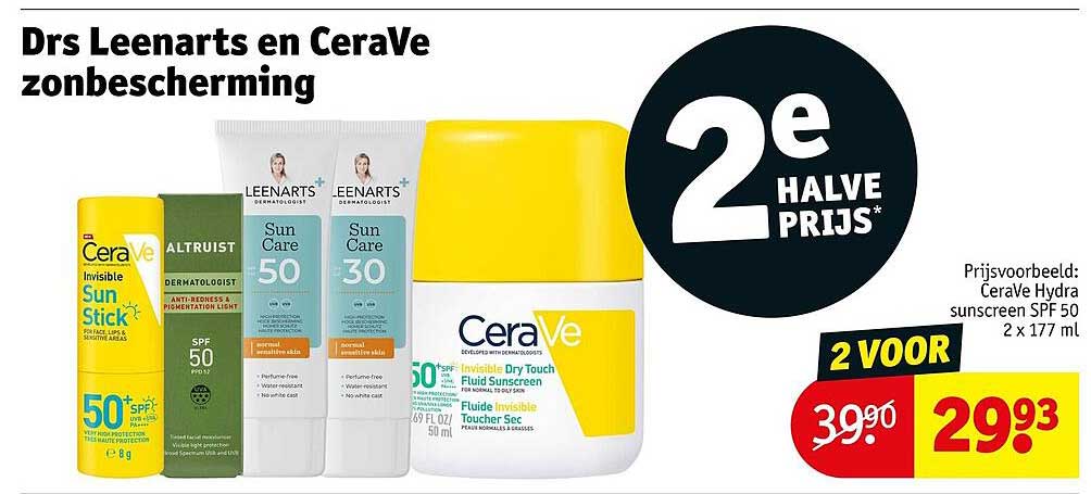 Drs Leenarts en CeraVe zonbescherming 2e halve prijs