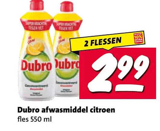 Dubro afwasmiddel citroen 2 flessen