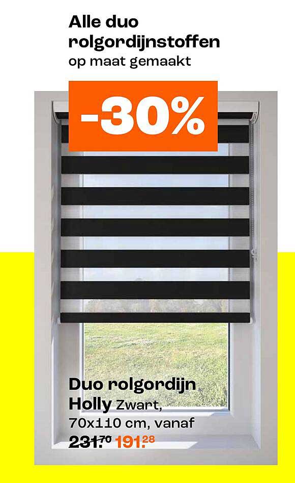 Duo rolgordijn Holly Zwart, 70x110 cm, vanaf -30%