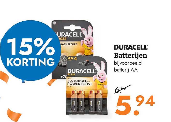 DURACELL Batterijen bijvoorbeeld batterij AA 15% KORTING