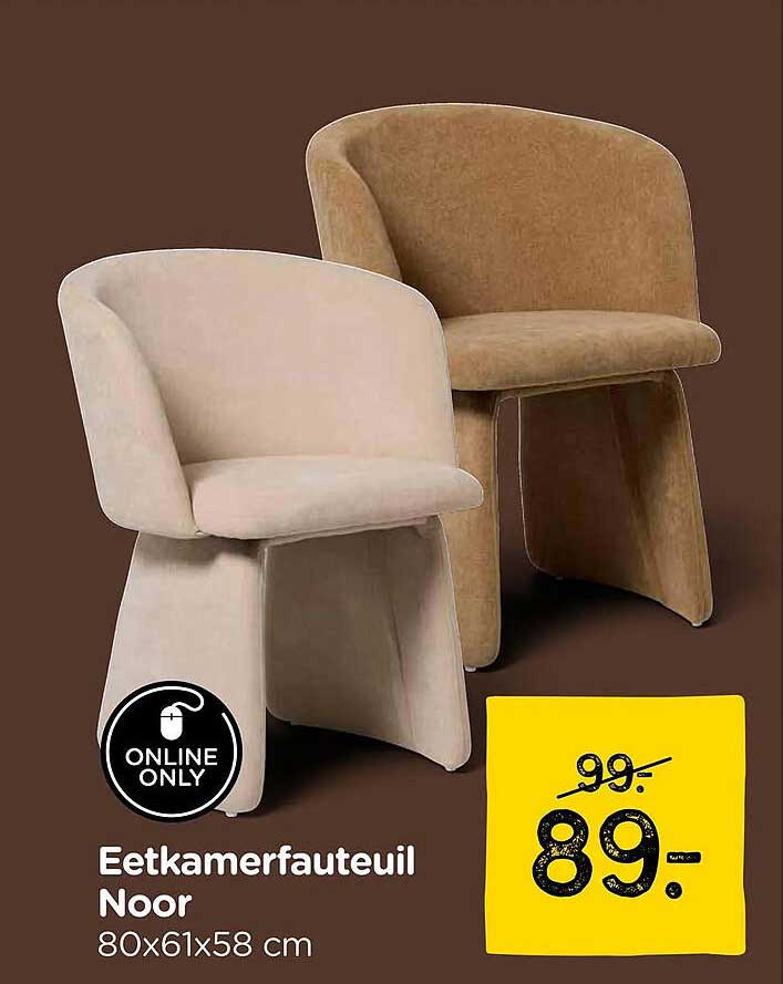 Eetkamerfauteuil Noor 80x61x58 cm
