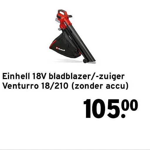 Einhell 18V bladblazer/-zuiger Venturro 18/210 (zonder accu)