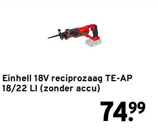 Einhell 18V reciprozaag TE-AP 18/22 LI (zonder accu)