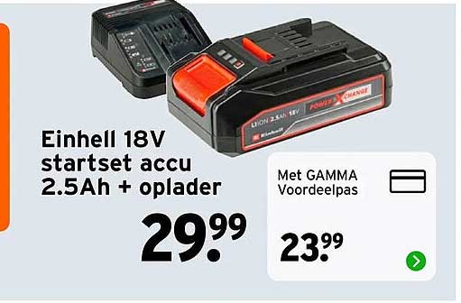 Einhell 18V startset accu 2.5Ah + oplader
