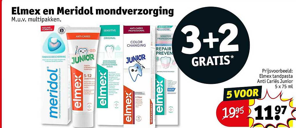 Elmex en Meridol mondverzorging M.u.v. multipakken. 3+2 GRATIS*