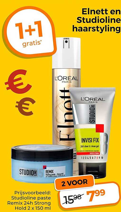 Elnett en StudioLine hairstyling 1+1 gratis