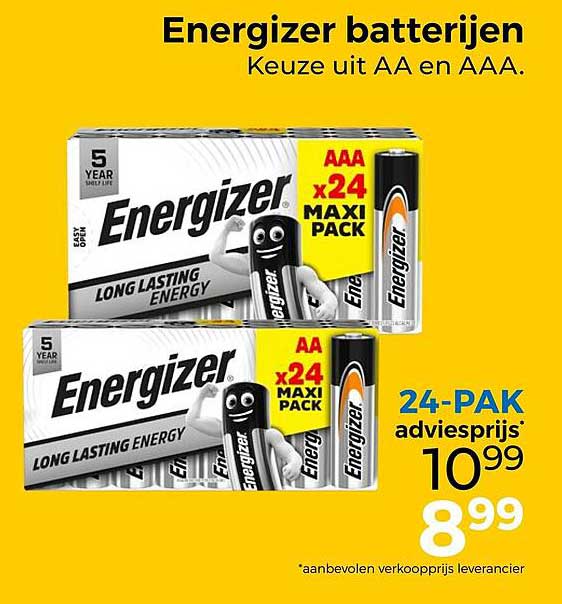 Energizer batterijen Keuze uit AA en AAA. 24-pak adviesprijs