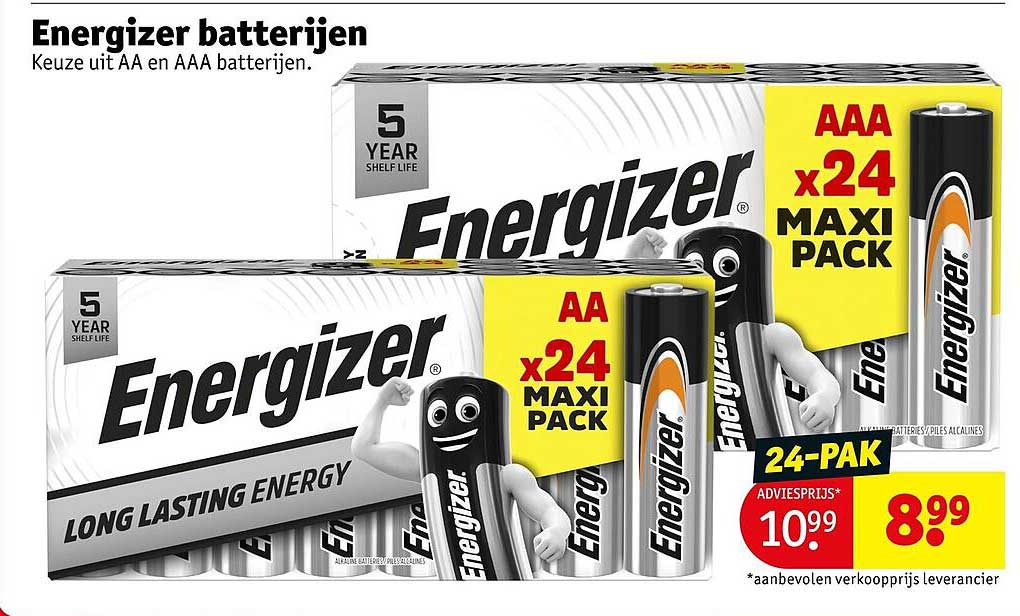 Energizer batterijen Keuze uit AA en AAA batterijen.