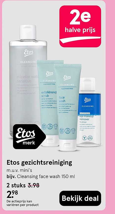 Etos gezichtsreiniging 2e halve prijs