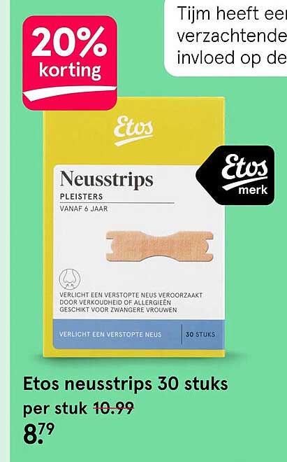 Etos neusstrips 30 stuks 20% korting