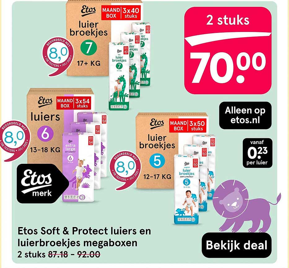Etos Soft & Protect luiers en luierbroekjes megaboxen 2 stuks