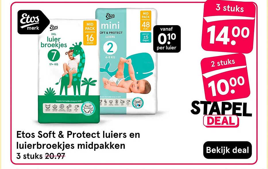 Etos Soft & Protect luiers en luierbroekjes midpakken