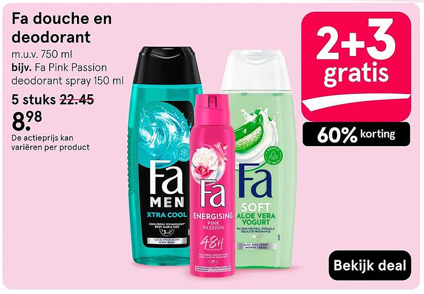Fa douche en deodorant 2+3 gratis