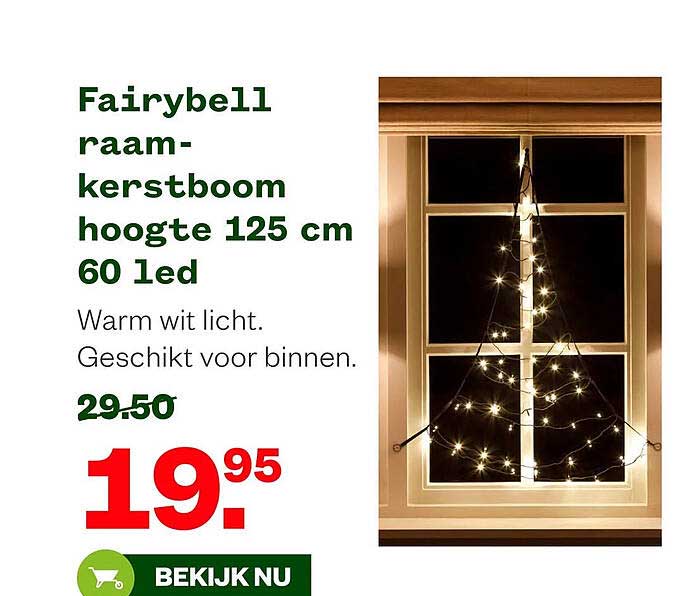 Fairybell raam-kerstboom hoogte 125 cm 60 led