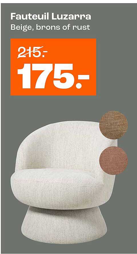 Fauteuil Luzarra Beige, brons of rust