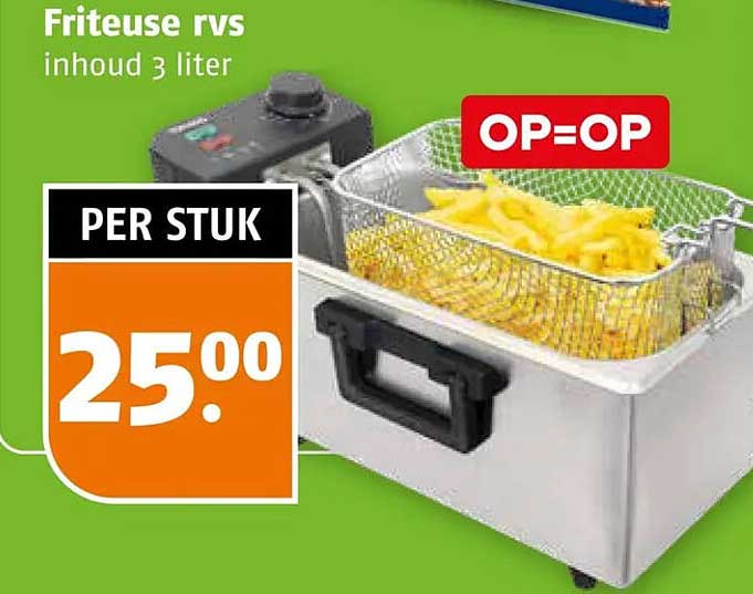 Friteuse rvs inhoud 3 liter OP=OP