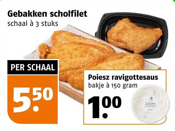 Gebakken scholfilet schaal à 3 stuks