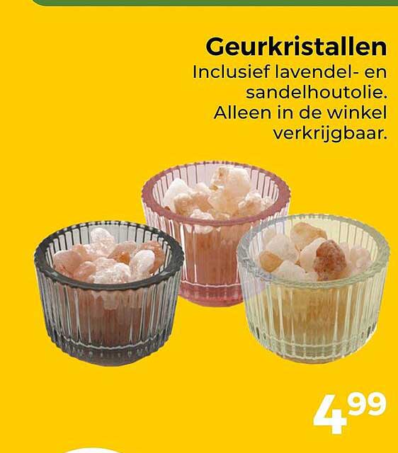 Geurkristallen Inclusief lavendel- en sandelhoutolie. Alleen in de winkel verkrijgbaar.