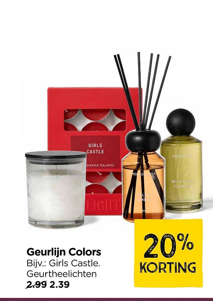 Geurlijn Colors - Bijv.: Girls Castle. Geurtheelichten 20% korting
