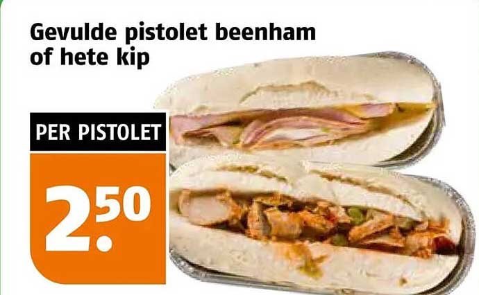 Gevulde pistolet beenham of hete kip