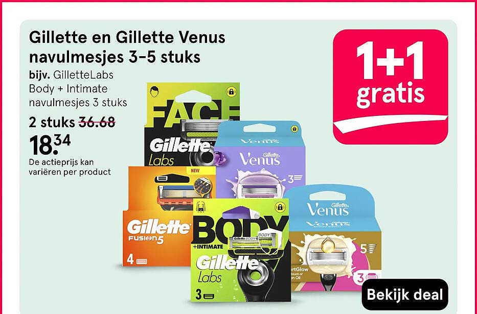 Gillette en Gillette Venus navulmesjes 3-5 stuks 1+1 gratis