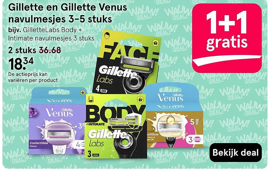 Gillette en Gillette Venus navulmesjes 3-5 stuks 1+1 gratis