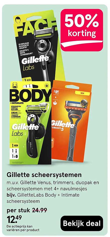 Gillette scheersystemen 50% korting